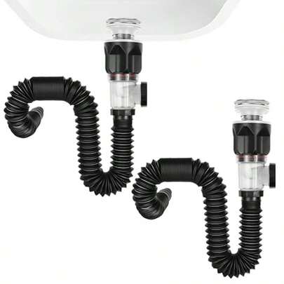 1 套不锈钢水槽排水组件，防异味水槽排水组件，壁挂式水平排水管，浴室配件