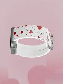 1 Stück weiches, elastisches, atmungsaktives Armband mit Polka Dot- und Herzmustern als Ersatz für Apple Watch 38mm 40mm 41mm 45mm 44mm 42mm 49mm, modisches, lässiges Silikonarmband kompatibel mit Apple Watch Ultra Serie, S10/SE/9/8/7/6/5/4/3/2/1 Smartwatch - Verschiedenfarbig - Übersicht 5
