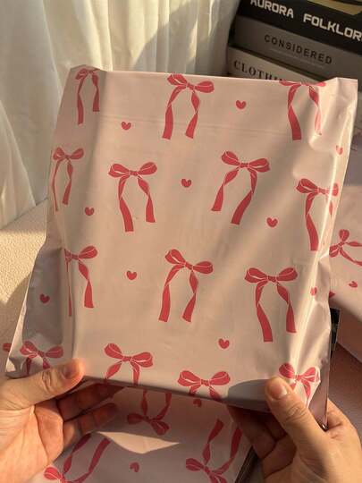 20 piezas Bolsas de envío con lazo rosa, Bolsas de plástico PE para mensajería, Bolsas logísticas de gran capacidad y grosor, Adecuadas para el Día de San Valentín, Día de la Madre, Vuelta al Colegio, Colegios, Transporte, Ropa, Papelería, Embalaje de regalos para fiestas, Uso versátil, Ideal para embalaje de regalos festivos, Cubre todas sus necesidades
