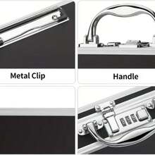 Portable Aluminum Combination Lock File Box – Secure Document Storage Case With Handle, Anti-Theft Password Lock For A4 Papers, Passports, Cash & Valuables - Black - View 3