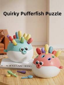 Montessori Hedgehog Puffer Fish Stacking Toy, Fine Motor Skills Development Toy For Toddlers 9-18 Months, 1-3 Years Old Boys Girls, Educational Gift For Christmas, Halloween, Easter, New Year, Birthday - Pufferfish - View 6