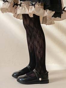 1/3pcs/Pack Kids Solid Color Lolita Style Jacquard Net Stockings Leggings, Girls Butterfly Hollow Out Footless Tights For Daily Wear, Fashion & Sensual, Dance Socks, Girl's Lace & Mesh Stockings, Hot Selling - Multicolor - View 12