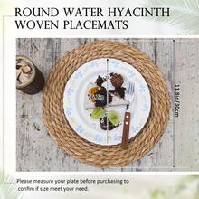 Senmeo Defined Deco Woven Placemats Set Of 10,12" Round Rattan Placemats,Natural Hand-Woven Water Hyacinth Placemats,Farmhouse Weave Place Mats,Rustic Braided Wicker Table Mats For Dining Table,Home,Wedding. - màu nâu - Xem 3