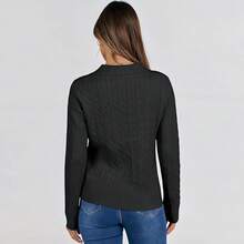 Sueter Tejidos para Mujer,Sweater Mujer Invierno Manga Larga, Cuello v, Finos, Punto Trenzado, Casual, Suave - Rosa - Ver 11