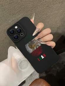 1pc FingerRetro Print & Element Retro Printed 2D Pattern Fashionable Personalized Protective Phone Case, Suitable As Gift For Girlfriend, Best Friend, Wife, Couple, Aunt, Boss, Sister, Couple, Classmates, Teacher, Birthday, Holiday - Black Matte Soft Shell, Compatible With IPhone 17/13/16/15/14/13/12/11/Pro/ProMax/X/XR/XS/XSMAX/7/8/PLUS And Models - Black - View 2