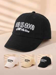 1Pc Baby & Kids' Baseball Caps With 'GOD IS GOOD' Embroidery – Faith - Inspired Style, Perfect For Back To School, Casual Play & Spiritual Growth - GOD IS GOOD - View 2