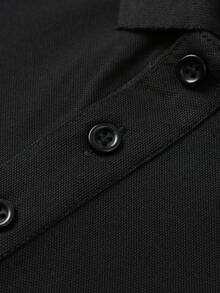 1件男友风男士柔软透气跑步、健身、高尔夫、休闲短袖Polo衫，夏季款 - 黑色 - 查看 4