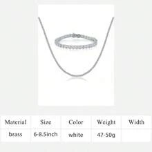 MDFUN 1 zestaw platynowej, modnej, hiphopowej bransoletki tenisowej z cyrkonii sześciennej o średnicy 4 mm i naszyjnika, odpowiedni do codziennego noszenia przez mężczyzn i kobiety - Naszyjnik 22 cale - Zobacz 13