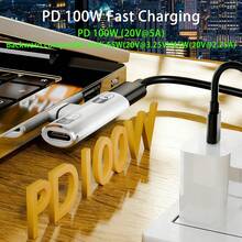 WOWSSYO Bộ chuyển đổi âm thanh 2 trong 1, giắc cắm tai nghe Type-C sang Type-C, sạc nhanh PD100W, tai nghe có thể xoay, cáp âm thanh USB-C sang USB-C, tương thích với iPhone 16/15 Pro Max/Plus, OnePlus và các thiết bị khác. - Nhiều màu - Xem 4