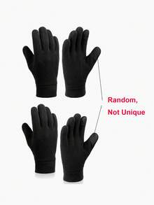 1 Pair Unisex Fashion Autumn/Winter Warm Gloves, Thick Double-Layer Fleece Cold-Proof Touchscreen Gloves, Suitable For Outdoor Sports, Driving, Running, Hiking, Cycling - Multicolor - View 5