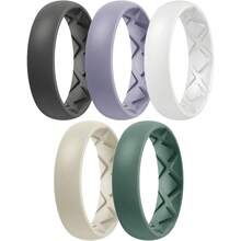 Egro Diseño ergonómico de arco interior anillos de silico para mujer con medias tallas alianza de boda de silico para mujer 5 5 mm de ancho y 2 mm de grosor - A3NegroVerdeAzulNubladoBeigeCremaBlanco - Ver 1