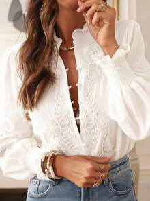 Casual Vacation Embroidered Floral Print Shirt With Ribbed Embroidered Applique
