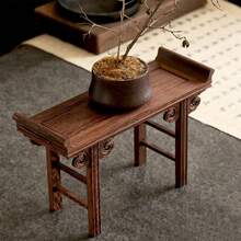End TablesMesa de altar de Piso Mesa de altar bajo Low Side Table Carved Ornament Base Altar Table Wood Tea Table for Living Room Study Office Tea House 36.6 * 13 * 17.5cm - Un color - Ver 3