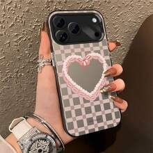 Phone case suitable for  S25, S24, S23, S22, S21, S20, A03CORE, A04, A05S, A06, A13, A16, A32, A35, , A54, A34. Gift for friends, gift for family, couple's style, unisex. Halloween gift, Easter gift. Silver phone case. - Patrón en forma de corazón de concha de color plataOFRY - Ver 3
