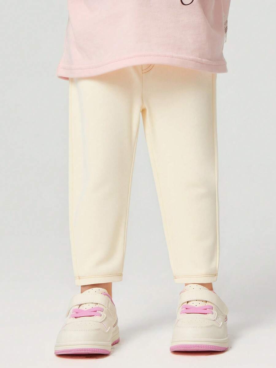 Balabala Young Girl Stretch Leggings 2026 Spring/Fall, Soft Elastic Base Bottoms For Boys & Girls - Milky White - View 1