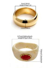 1 chiếc vòng tay nhựa giả ngọc lam mới, phụ kiện vòng tay hợp kim cong mạ vàng, thích hợp cho phụ nữ đeo hàng ngày, gặp gỡ bạn bè, các lễ hội lãng mạn, chụp ảnh đường phố, trình diễn thời trang (Kết cấu và màu sắc của vòng tay có thể khác so với sản phẩm thực tế) - Nhiều màu - Xem 9