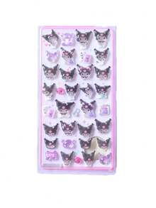 3D立体透明贴纸，日式可爱设计，梦幻甜美少女风，简约风格。采用可重复使用的高粘性背胶，安全无损粘贴。可装饰手机、笔记本电脑、水瓶等表面。（颜色随机发货）