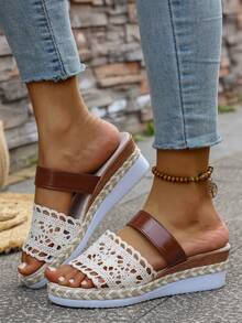 Sandal đế xuồng quai dệt cho bé gái, sandal đế xuồng dây gai mùa hè ngoài trời. - màu nâu - Xem 2