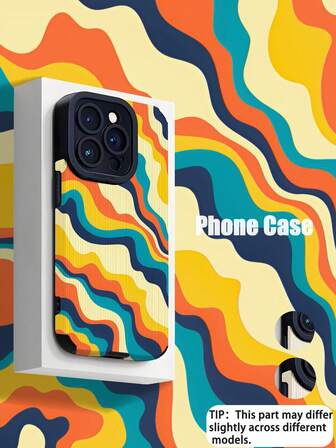 غطاء هاتف مقاوم للصدمات وبصمات الأصابع بنمط موجة الصوت الملون غير المتماثل ذو ملمس جلد اصطناعي، مناسب كهدية عيد ميلاد أو مناسبة للأصدقاء والعائلة والأزواج، متوافق مع أجهزة آبل والموديلات الأخرى