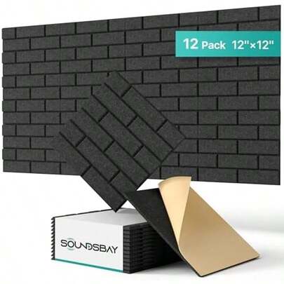 Soundsbay Paneles Acústicos para Insonorizar, 12 Pack de Paneles Decorativos de Ladrillo para Pared, Autoadhesivos, Absorben Sonido, para Hogar y Techo, 30 * 30 * 0.9 cm, Blanco