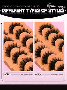 GROINNEYA 7 Pairs Cat Eye Lashes Spiked Criss-Cross Faux Mink Eyelashes Natural Look Soft Full Strip Lashes Luxury Volume Fake Eyelashes Mange Eyelashes Applicable To Dating Scenarios - Cat Eye Lashes - View 6