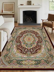 1 件复古风格地毯，仿旧红色波西米亚传统涤纶矩形易护理可洗区域地毯，适用于客厅、大厅、床边、起居室、卧室、办公室、厨房、农舍家居装饰 - 彩色 - 查看 19