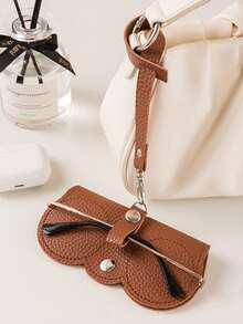 可爱新款便携式太阳镜盒，单件装，配有精美眼镜夹和简约眼镜袋，女士眼镜配件 - 彩色 - 查看 7