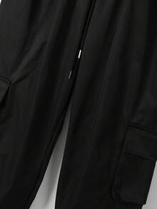 Autumn American Vintage Heavyweight Men's Utility Jacket & Cargo Pants Outfit, Rugged Style - Black - View 6