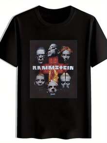 Camiseta gráfica vintage de banda de rock para hombres - Camiseta de verano negra de manga corta y cuello redondo Maíz.; Diseño - Top Casual Lavable aáquina para Conciertos. Festivales; Regalos. Camisetas de banda de rock. Ropa para fanáticos de laúsica. Camisa de Corte Regular - Negro - Ver 1