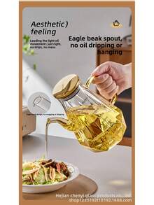 1pc Glass Oil Bottle, 500ml/700ml/900ml Large Capacity Oil Bottle With Measurement Scale, Smooth Pouring, Leak-Proof, Kitchen Seasoning Bottle For Liquid Soy Sauce, Vinegar, Etc. (Bubble Wrap And Kraft Paper Packaging For Christmas Decoration) - Multicolor - View 7