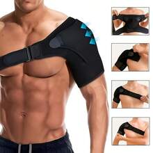 Este soporte deportivo unisex para los hombros cuenta con correas ajustables y brinda un soporte extra a los hombros durante el ejercicio y el trabajo - Negro - Ver 7