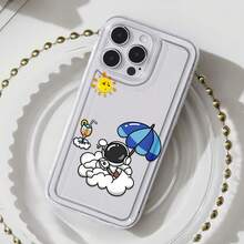 Funda para teléfono con diseño de astronauta en la playa, compatible con iPhone 16, 15, 14 Pro Max, 13, 12, 11, XR y XS Plus. Fabricada en silicona TPU, ofrece protección contra golpes y caídas, además de una excelente sensación al tacto. Es el regalo ideal para familiares, amigos y seres queridos. - transparente - Ver 3