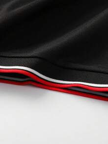 Summer Colorblock Breathable Fashionable Printed Casual Business Sports Versatile Polo Shirt Black - Black - View 5