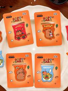 4 PCS Capybara Magnetic Bookmark Cartoon Magnet Page Clip Stationery Small Prize Cute Alien Dolphin Bookmark