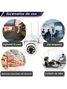 1/2/4pcs cámaras de WiFi, detección de movimiento y alarma de audio, con visión nocturna a color, montaje en pared, para del hogar en interiores y exteriores, con foco y sirena, cámara con audio bidireccional - 1 unidad - Ver 7