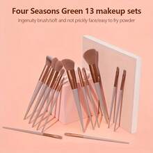 Valentine's Day Gift 13pcs Mini Travel Makeup Brush Set - Minimalist Design With Portable Storage Bag, High-Quality Cosmetic Brushes For Versatile Makeup Application, Ideal Travel Essentials For Beauty Enthusiasts Beauty Tool Gift For Girlfriend - màu nâu - Xem 11