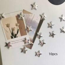 5pcs/8pcs/10pcs/15pcs Cute Cartoon Star Fridge Magnets, Fabric Material, Vibrant Floral And Nature Designs, Plastic Round Stickers For Kitchen, Office And Home Decor, Ideal Holiday Gift, Office Decoration | Playful Star Design | Colorful Magnets, Magnetic Decor (The Product Material Is Fabric, Please Order Carefully) - Multicolor - View 9