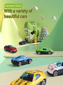 儿童趣味恐龙运输车玩具，互动恐龙惯性耐用吞咽玩具车，男孩礼物（颜色/款式随机） - 彩色 - 查看 3