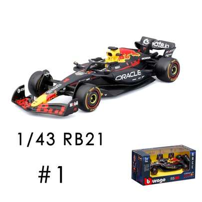  Burago 1:43 Scale Model Car, Suitable For 2025 Oracle F1 RB21 Race Car, Driver 1 Max Verstappen, Driver 22 Yuki Tsunoda, Formula 1 Diecast Model