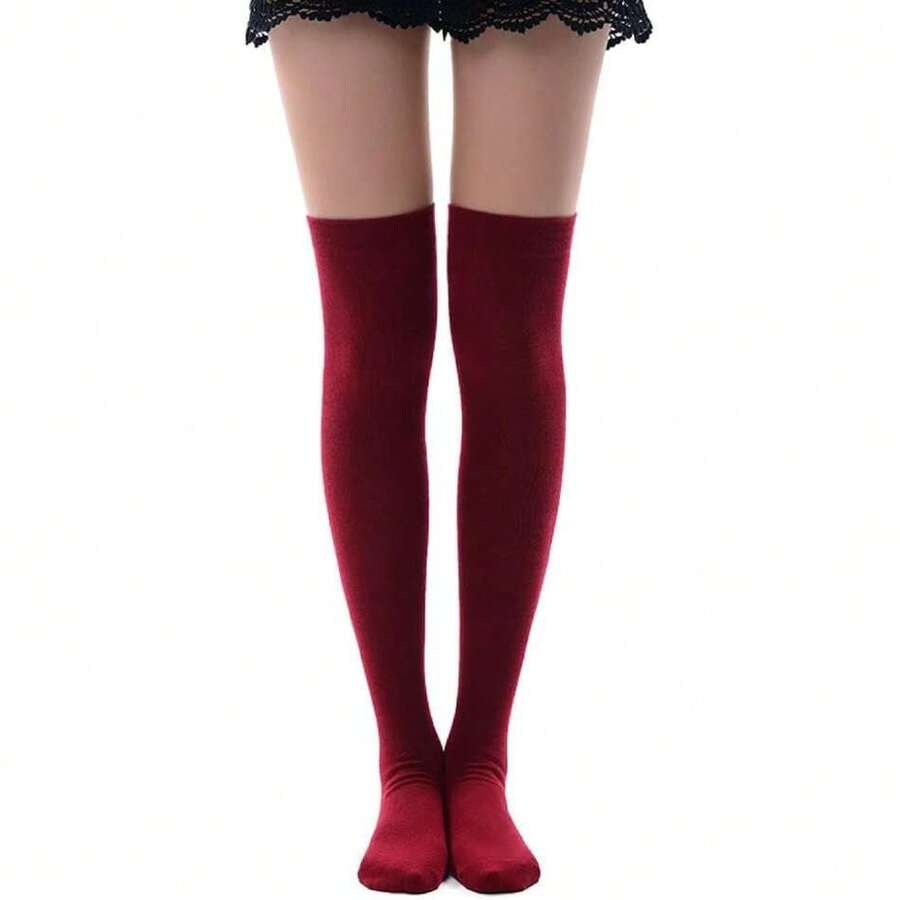 Women's Over Knee High Socks, Tube Dresses Fashion Cotton Thigh High Socks Stockings Cosplay Socks,36065521 - 紅色 - 查看 1
