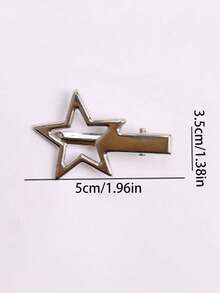 2pcs Women's Star Metal Bangs Clip, Casual Short Hair Clip, Side Clip For Date, Claw Clips, Hair Slide, Hair Barrettes
