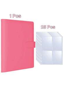25 Packs 100 Pockets 6 Ring A5 Binder Sleeves, 2.5x3.5" Photocard Sleeves, Double-Sided 4 Pocket Page Protector, Ultra-Clear Trading Card Sleeve Sheets - Transparent - View 18