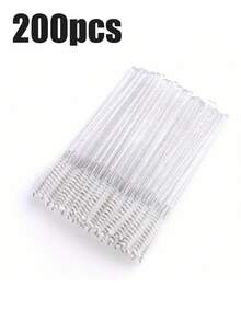 200/100/50/10pcs Set Eyelash Brush, Mascara Brush, Flexible Disposable Eyebrow Brush, Eyelash Extension Brush, Eyebrow Brush, Castor Oil Brush (Crystal White) - White - View 7