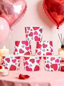 10 Stücke/20 Stücke/50 Stücke Valentinstag Snack Becher Valentinstag Herz Einweg-Papierbecher Valentinstag Becher Herz Becher für Eiscreme Schüsseln für Leckereien Cupcakes Zubehör Dekoration Bridal-Shower Hochzeitsparty Gastgeschenke - Verschiedenfarbig - Übersicht 4