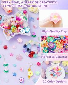 FIVEIZERO 200PCS Gl Lily Bell Flower Beads, 11 Colors Et Crystal Floral Bead Charms For Bracelets, Necklaces &Amp; DIY Jewelry Making - Polymer Clay Plumeria - 查看 3