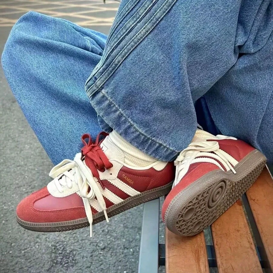 adidas originals SAMBA OG 舒適薄底 耐磨 低筒 板鞋CY 男女同款 紅色 - 紅色 - 查看 1
