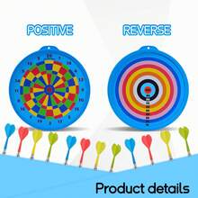 HUANQU 15-Inch Double-Sided Dart Board Set, 12 Plastic Safety Tip Darts, Decorations, Darts Enthusiast Gift, Indoor Activity Game, For Indoor/Outdoor Use, Perfect Gift For Christmas, Valentine's Day, Easter, Children's Day And Other Holidays - Multicolor - View 2