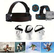 1个头戴式手机支架，第一人称视角户外直播拍摄支架，带手机夹，适用于智能手机、运动相机，带头带 - 黑色 - 查看 1