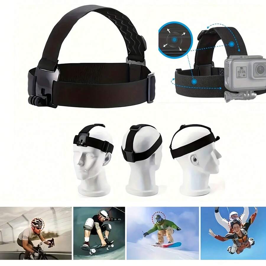 1个头戴式手机支架，第一人称视角户外直播拍摄支架，带手机夹，适用于智能手机、运动相机，带头带 - 黑色 - 查看 1