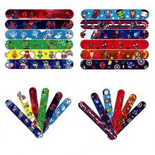 Set de 12 piezas Pulseras de Spiderman como recuerdos de fiesta de cumpleaños de Spidey, suministros de fiesta de Los Vengadores, pulseras de golpe, juguetes de aula, bandas de muñeca Papa Círculo - Multicolor - Ver 4